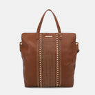 Large Studded Tote Bag - Brown / One Size