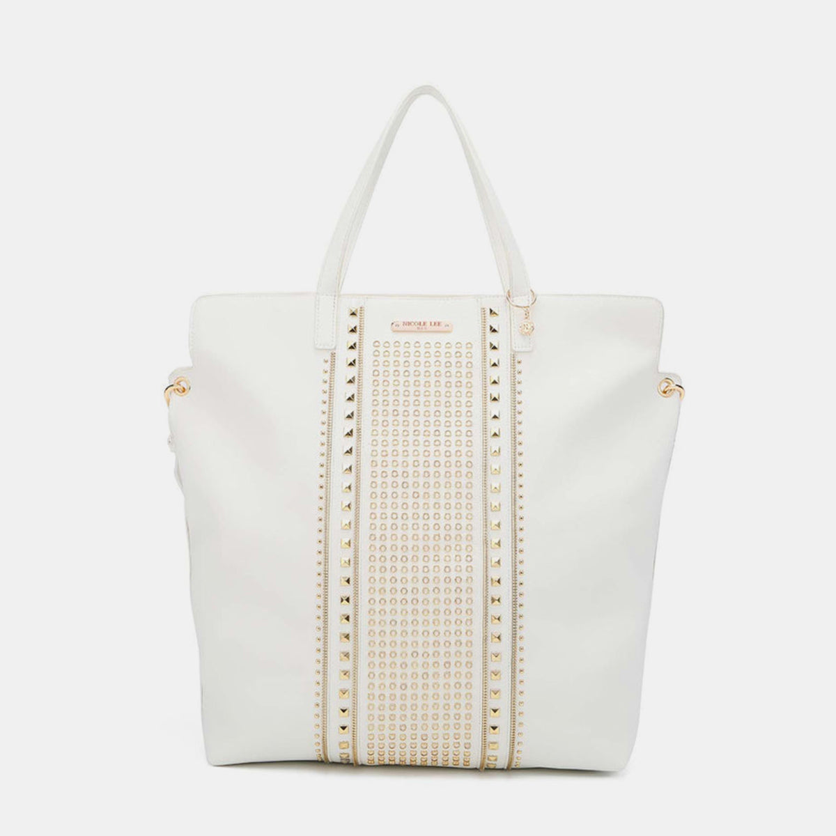 Large Studded Tote Bag - White / One Size