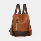 Leather Backpack Bag - Brown / One Size