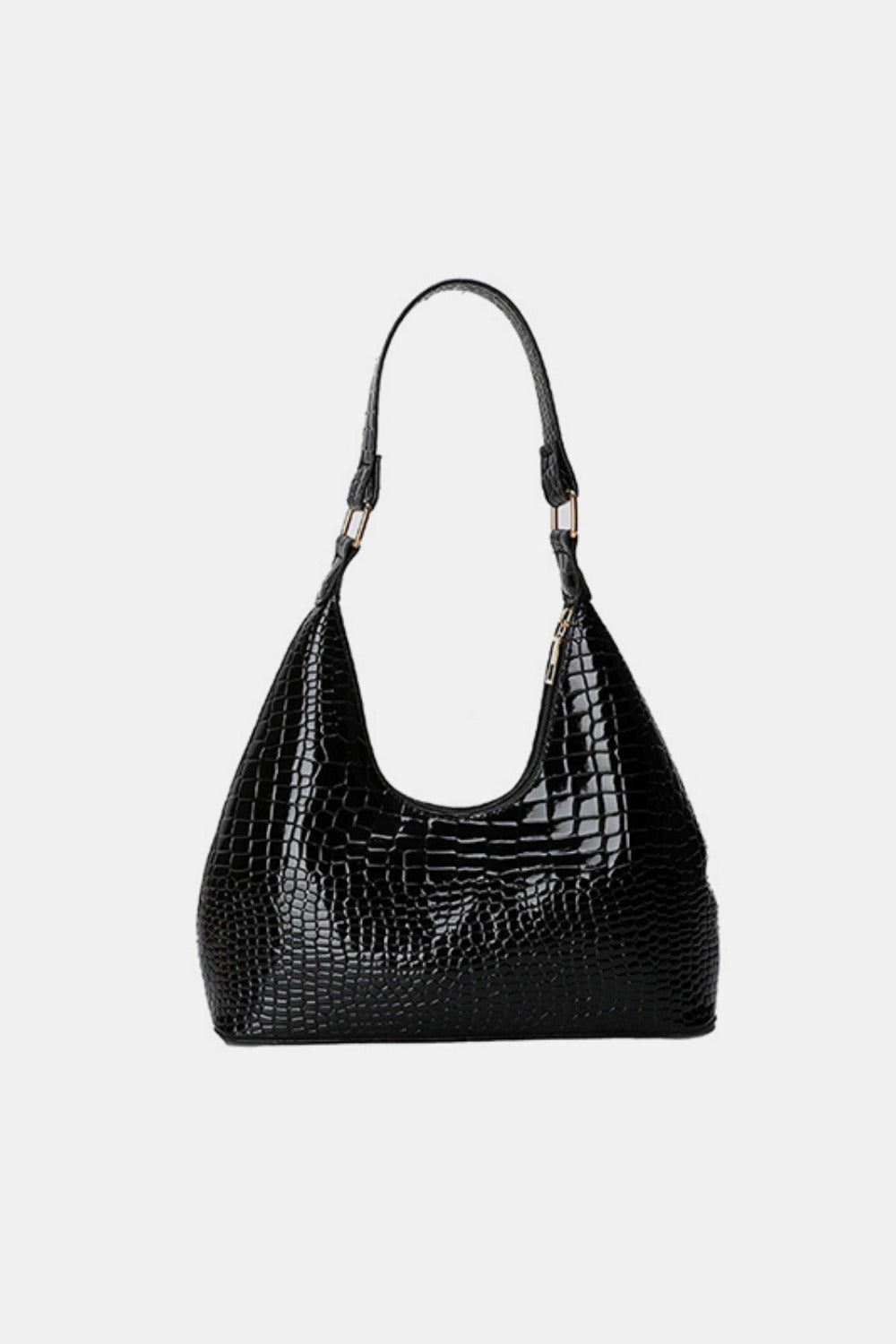 Leather Stone Texture Shoulder Bag - Black / One Size