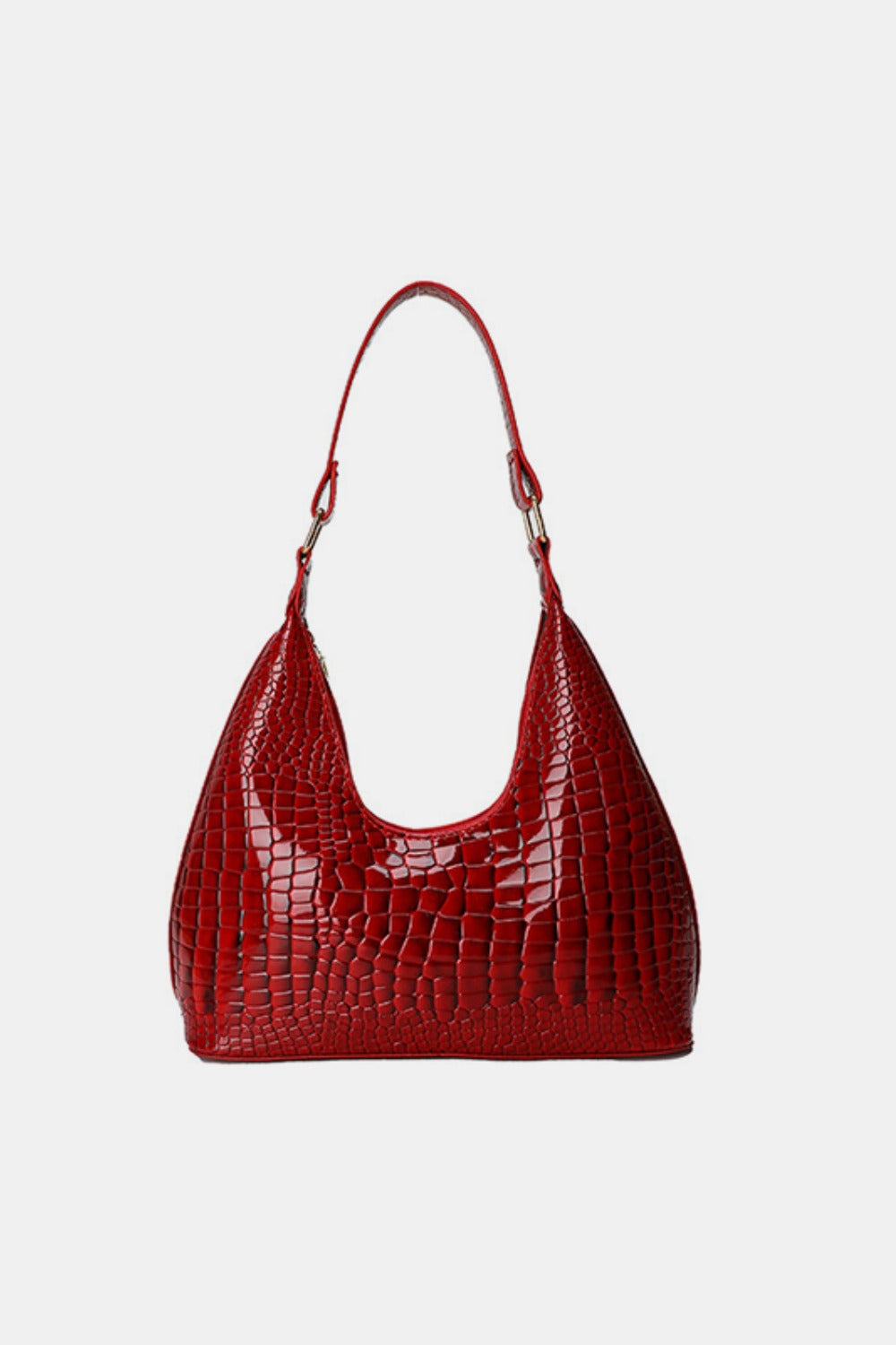 Leather Stone Texture Shoulder Bag - Deep Red / One Size