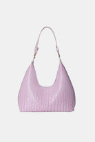 Leather Stone Texture Shoulder Bag - Pink / One Size