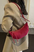 Leather Strap Suede Shoulder Bag