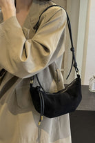 Leather Strap Suede Shoulder Bag