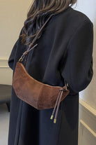 Leather Strap Suede Shoulder Bag