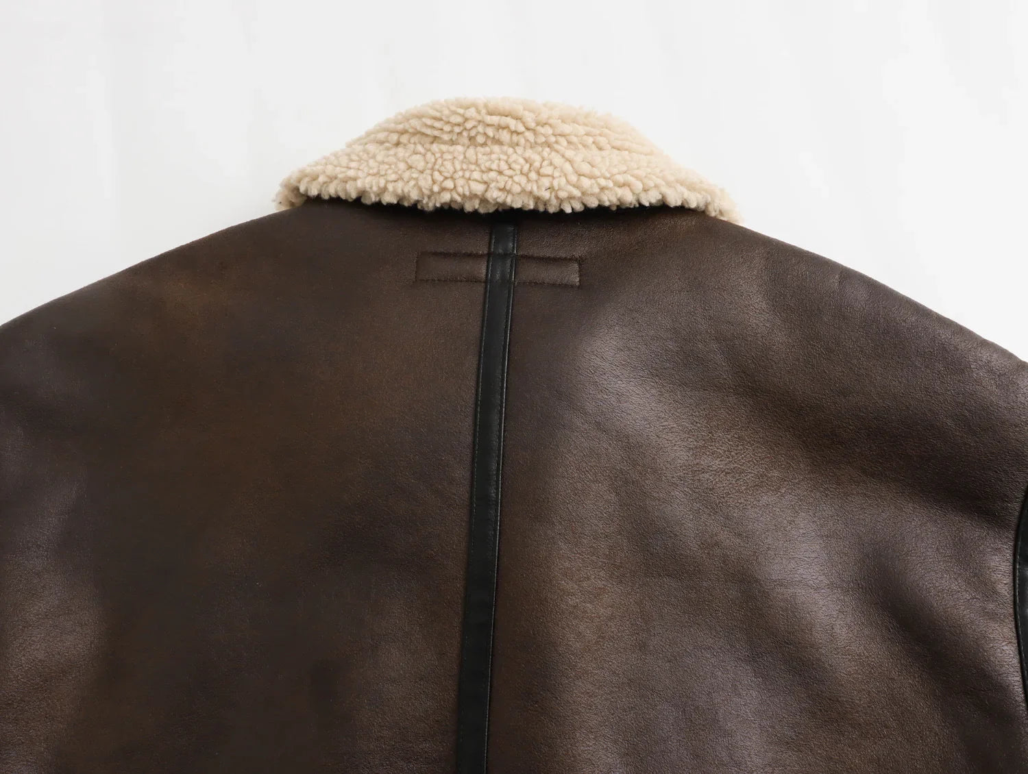 Leather & Suede Warm Zipped Belted Outwear Coat