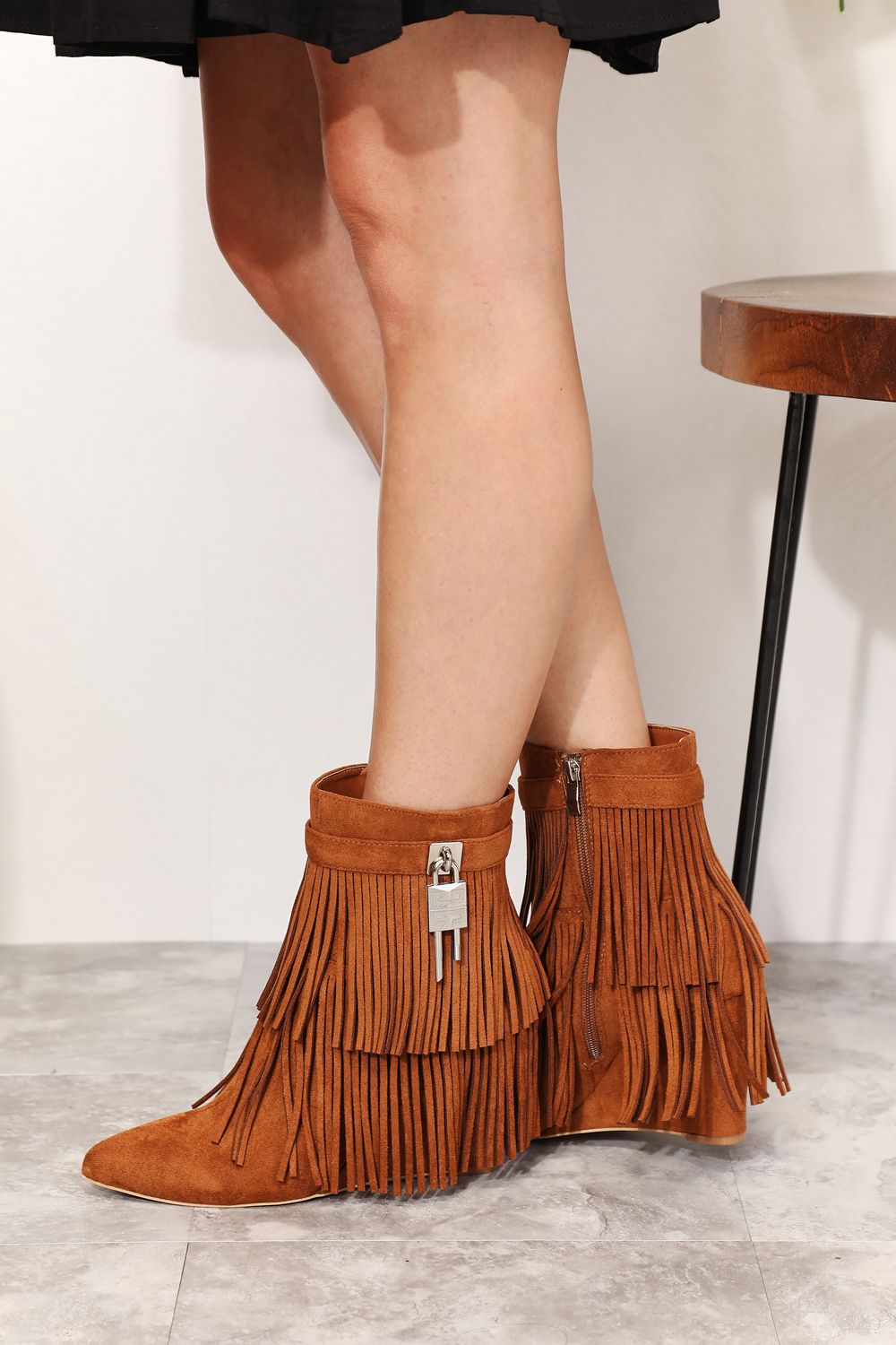 Legend Women’s Tassel Wedge Heel Ankle Booties