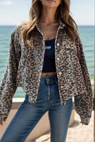 Leopard Button Down Long Sleeve Jacket - Leopard / S