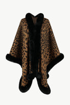 Leopard Open Front Poncho - Terracotta / One Size