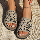 Leopard Open Toe Sandals - Khaki / 35(US4)