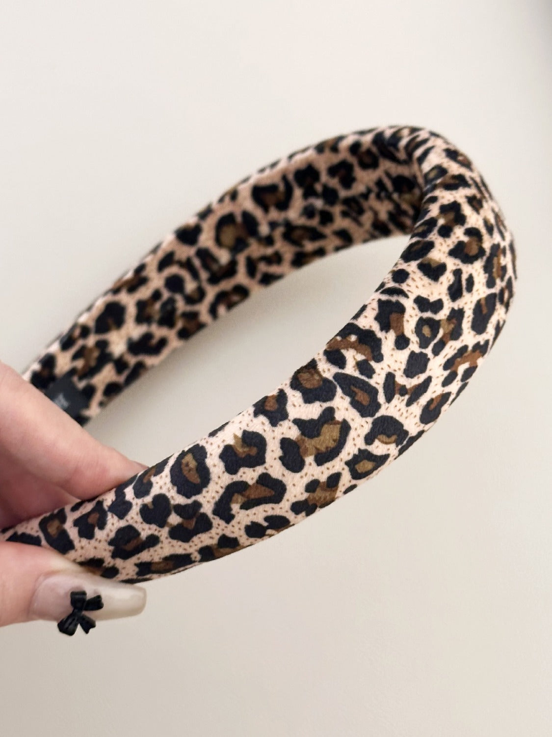 Leopard Polyester Wide Headband - Tan / One Size