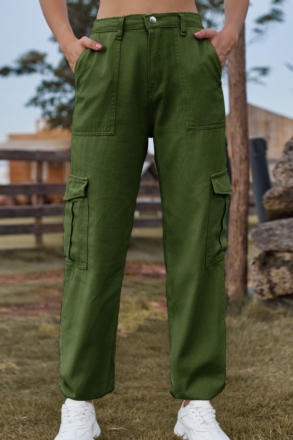 Long Jeans with Pocket - Army Green / S