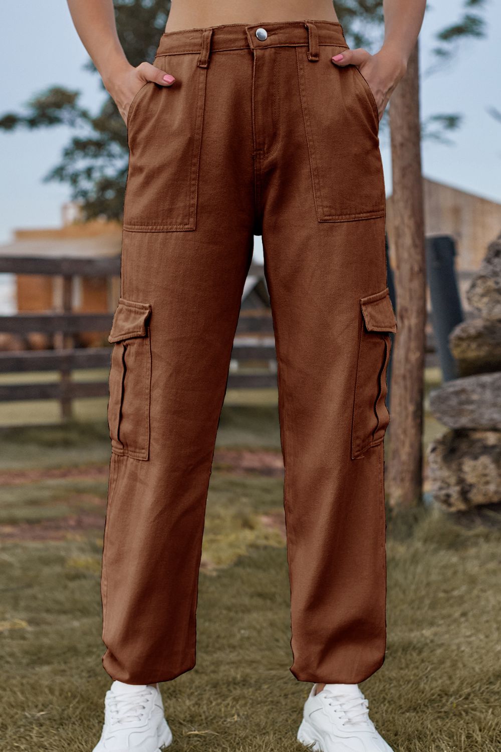 Long Jeans with Pocket - Brown / S