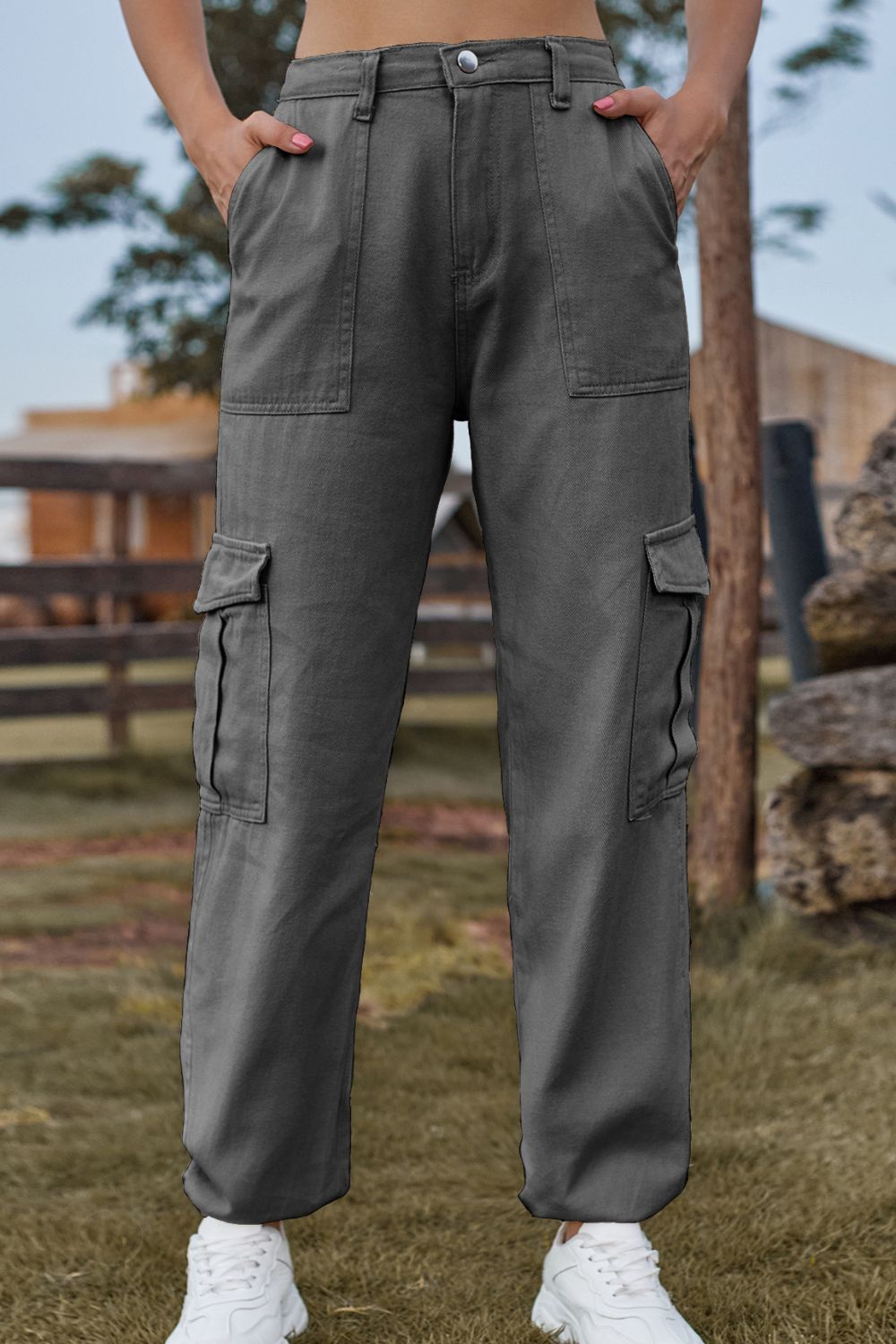Long Jeans with Pocket - Dark Gray / S
