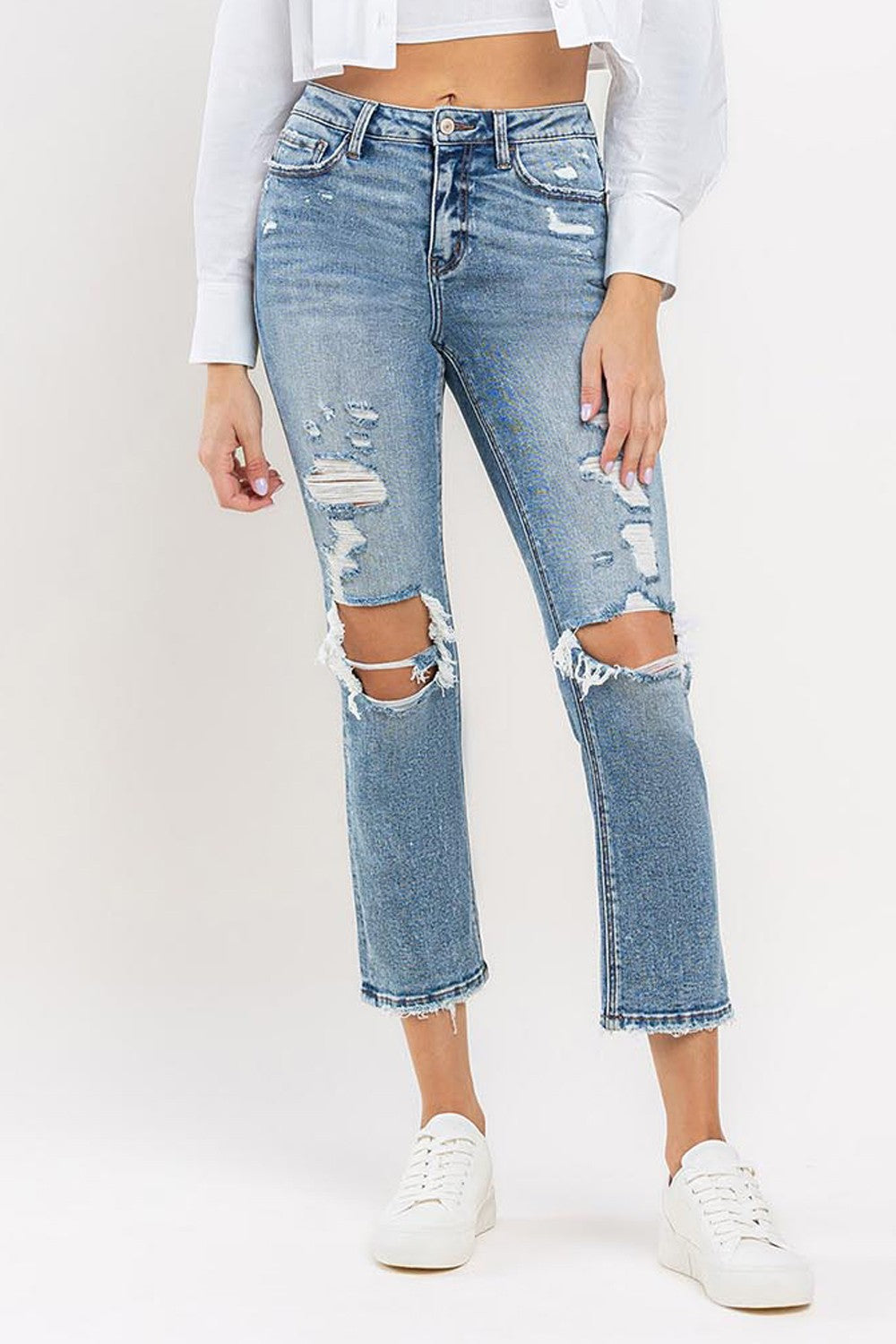Lovervet Full Size High Rise Slim Straight Jeans - Medium / 24