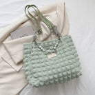 Medium Bubble Textured Tote Bag - Light Green / One Size