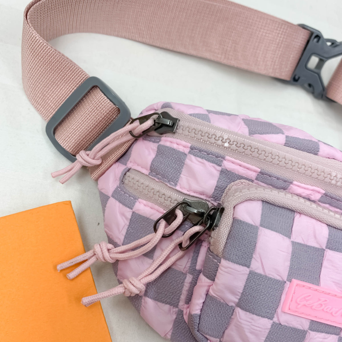 Medium Checkered Adjustable Strap Nylon Crossbody Bag