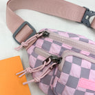 Medium Checkered Adjustable Strap Nylon Crossbody Bag