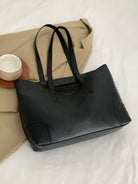 Medium Leather Tote Bag - Black / One Size