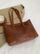 Medium Leather Tote Bag - Brown / One Size