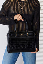 Medium Textured Leather Handbag - Black / One Size