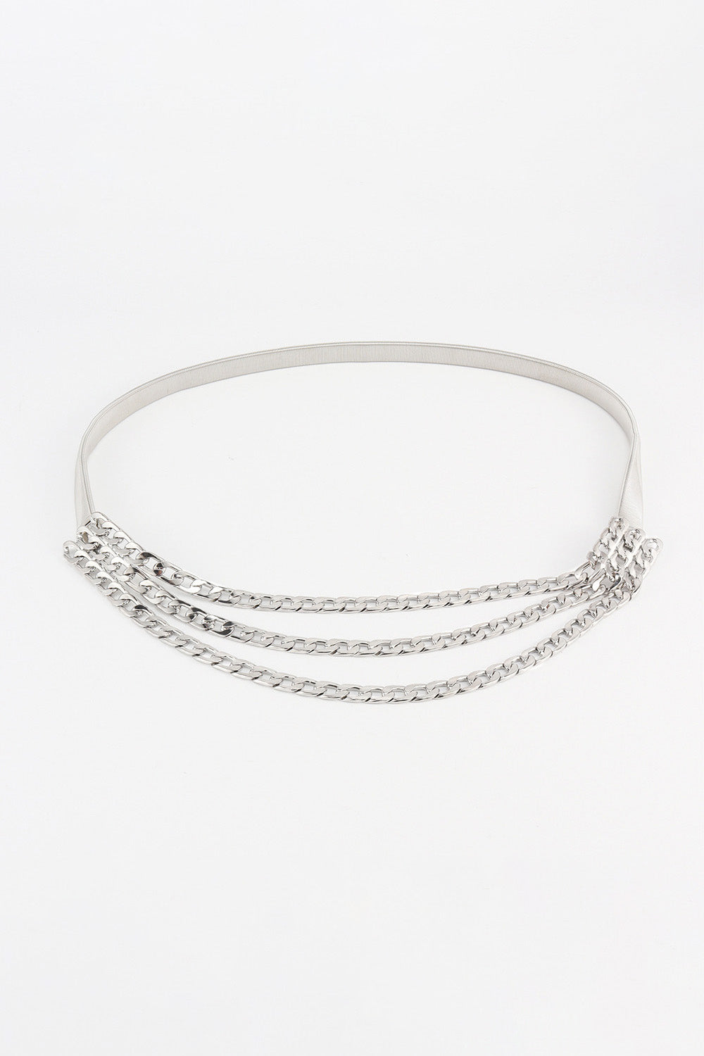 Metal Triple-Layered Chain Belt - Silver / One Size