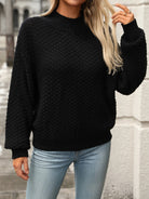 Mock Neck Long Sleeve Sweater - Black / S