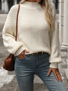 Mock Neck Long Sleeve Sweater - Tan / S