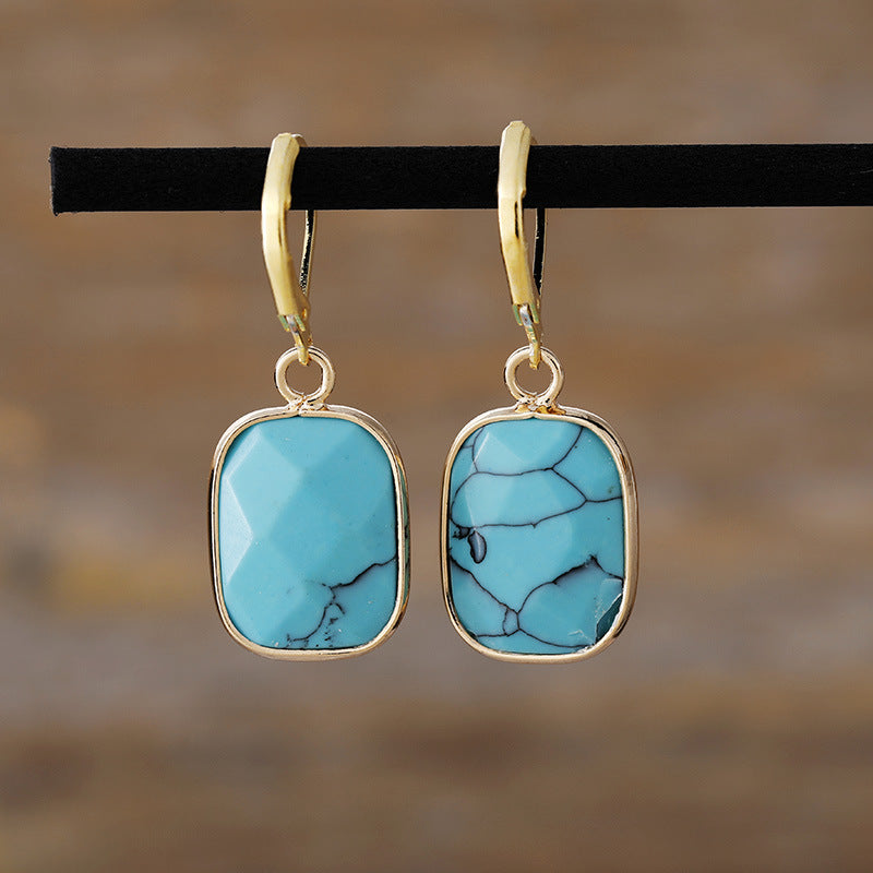 Natural Stone Dangle Earrings - Sky Blue / One Size