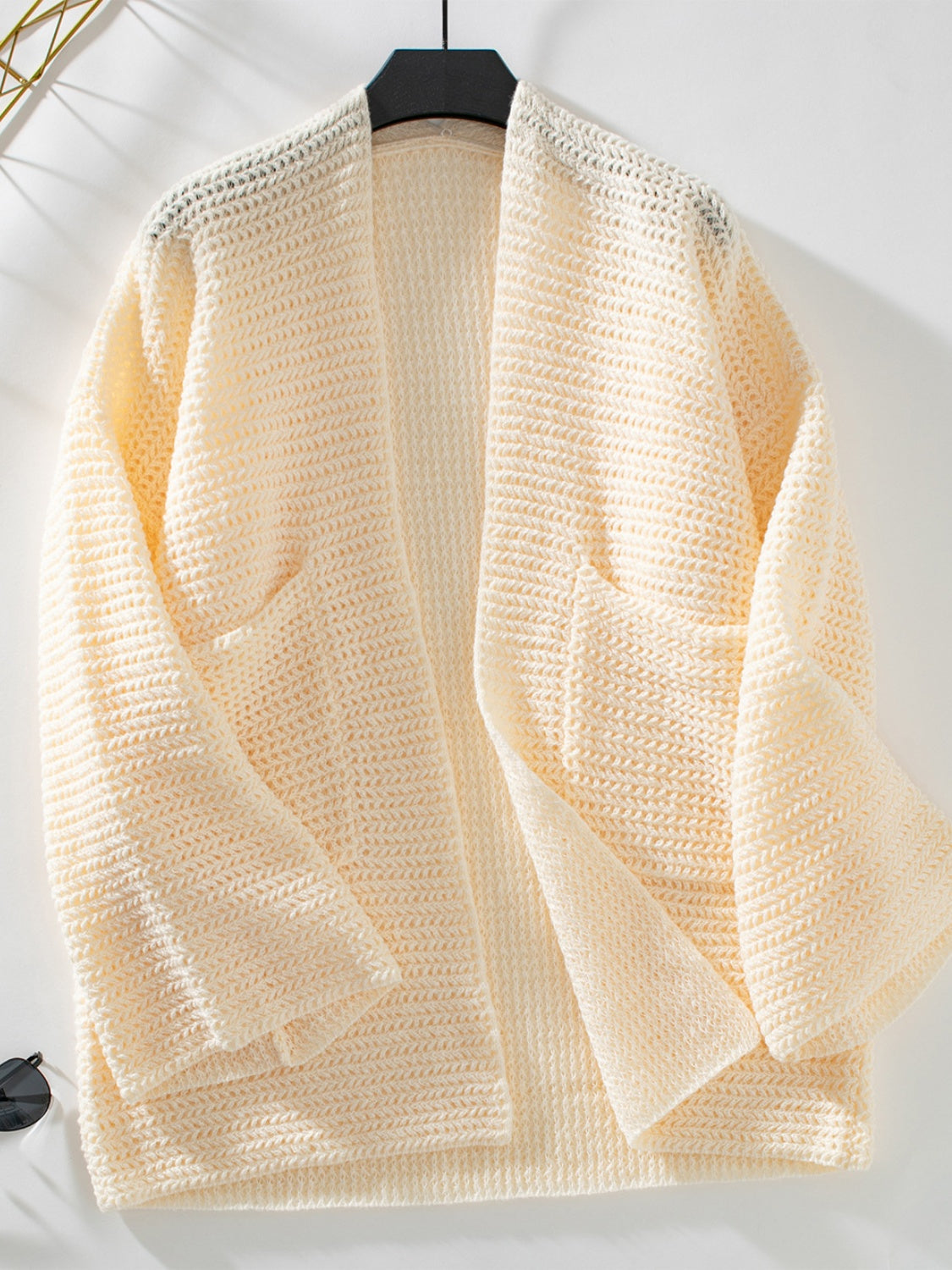 Open Front Long Sleeve Cardigan - Cream / S