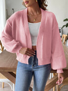 Open Front Long Sleeve Cardigan - Dusty Pink / S