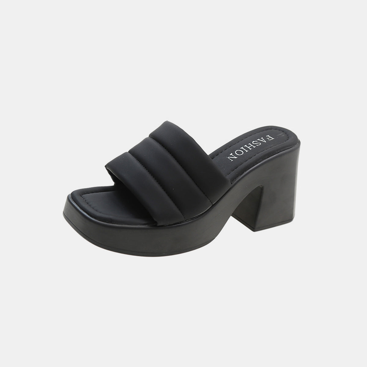 Open Toe Block Heel Sandals - Black / 35(US4)