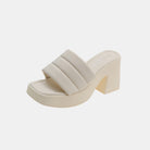 Open Toe Block Heel Sandals - Ivory / 35(US4)