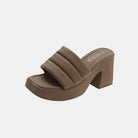 Open Toe Block Heel Sandals - Mocha / 35(US4)