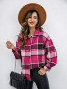 Plaid Button Up Collared Neck Jacket