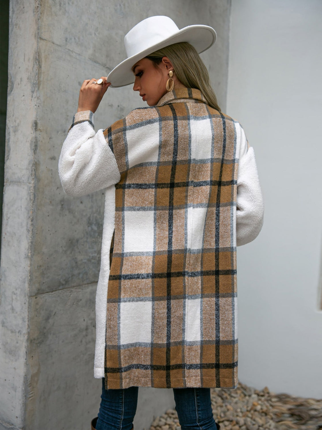 Plaid Dropped Shoulder Longline Coat