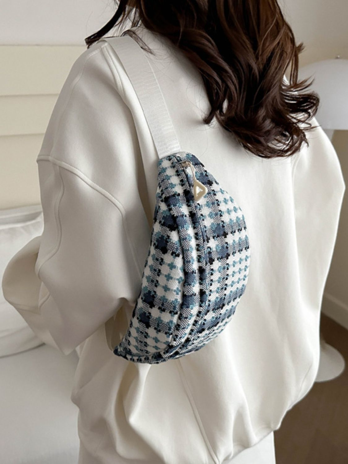 Plaid Wide Strap Crossbody Bag