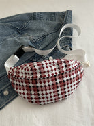 Plaid Wide Strap Crossbody Bag - Deep Red / One Size