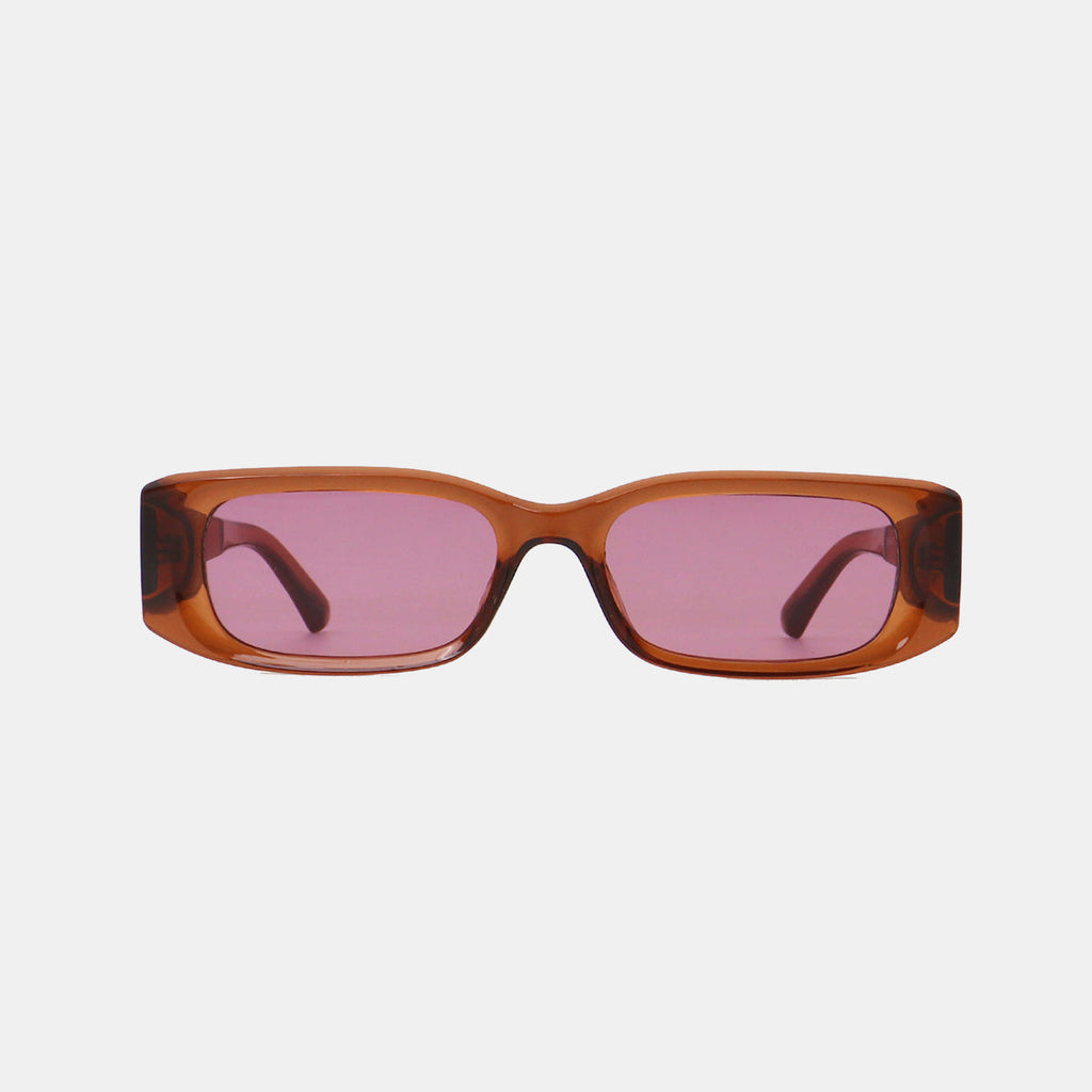Polycarbonate Frame Rectangle Sunglasses - Caramel / One Size