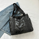 Polyester Tote Bag with Zipper - Black / One Size