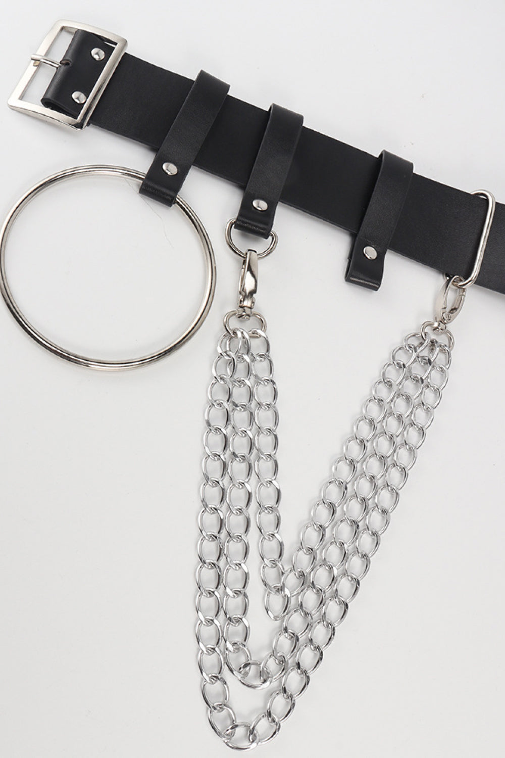 PU Belt with Chain - Black / One Size