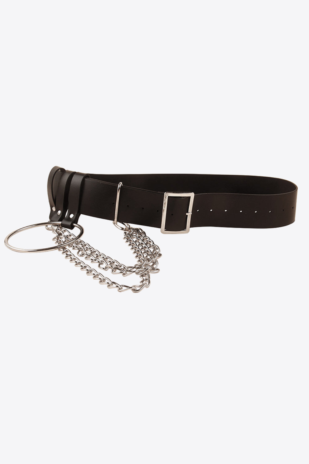 PU Belt with Chain - Black / One Size