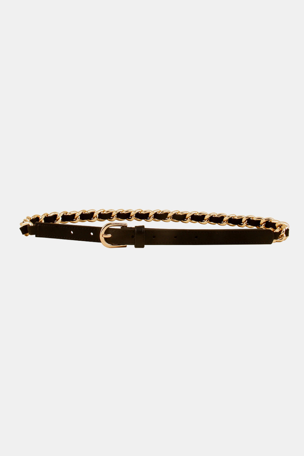 PU Chain Skinny Belt - Black / One Size