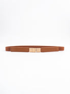 PU Elastic Skinny Belt - Caramel / One Size