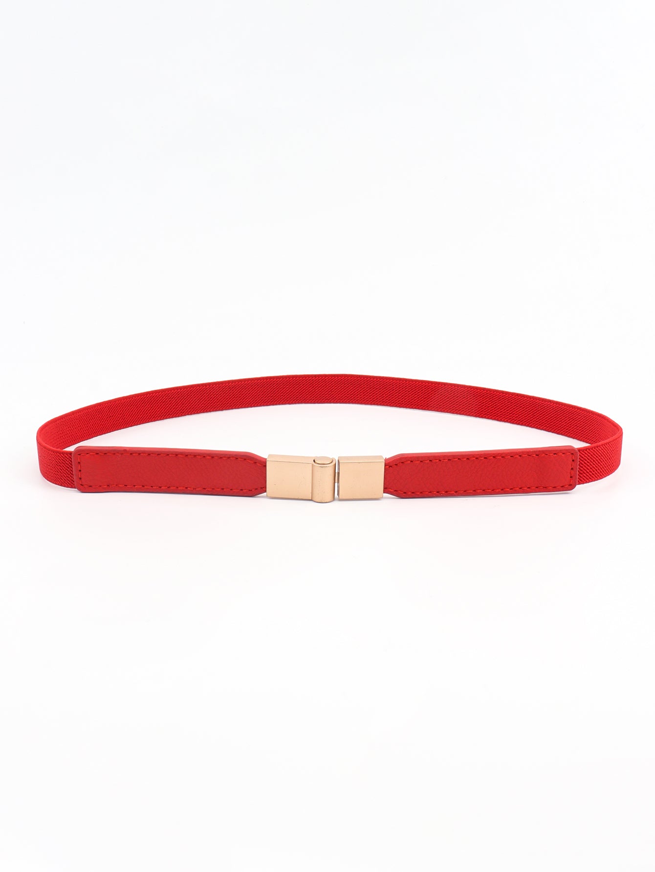 PU Elastic Skinny Belt - Red / One Size