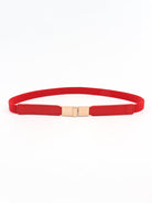 PU Elastic Skinny Belt - Red / One Size