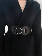 PU Elastic Wide Belt - Black / One Size