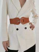 PU Elastic Wide Belt - Caramel / One Size