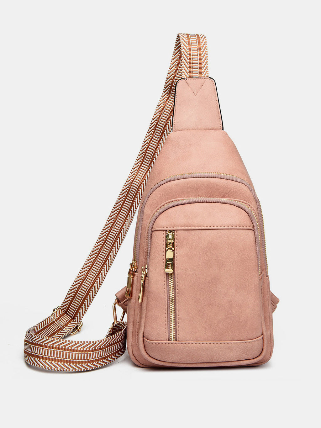PU Leather Adjustable Strap Crossbody Bag - Pink / One Size