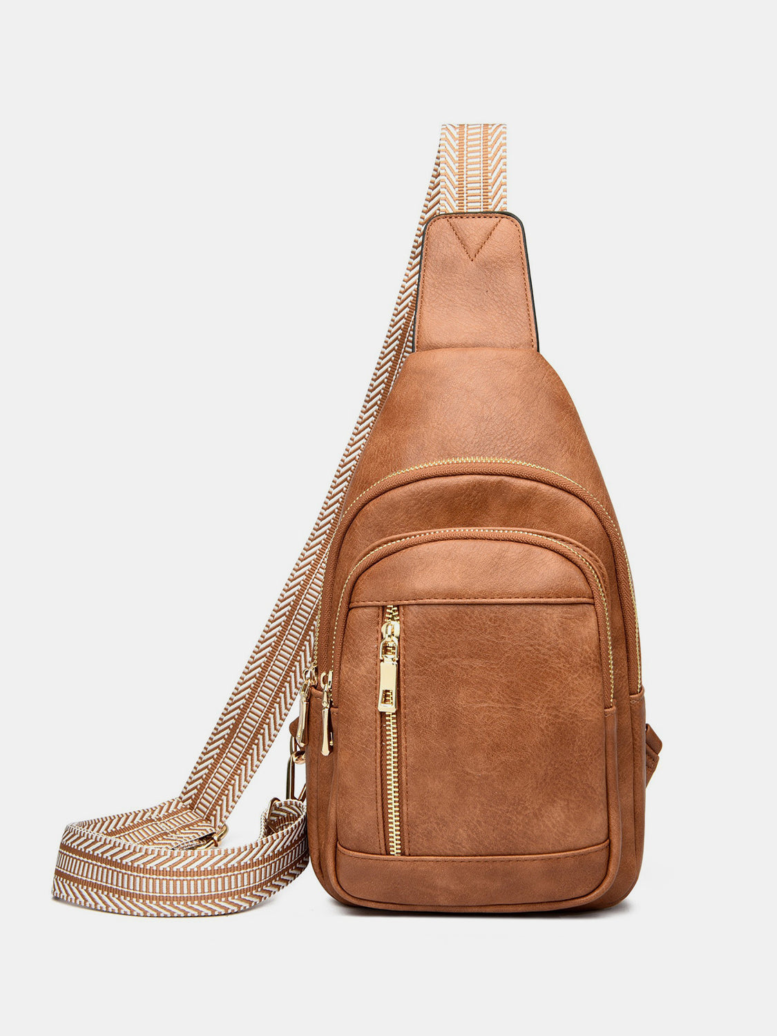 PU Leather Adjustable Strap Crossbody Bag - Terracotta / One Size